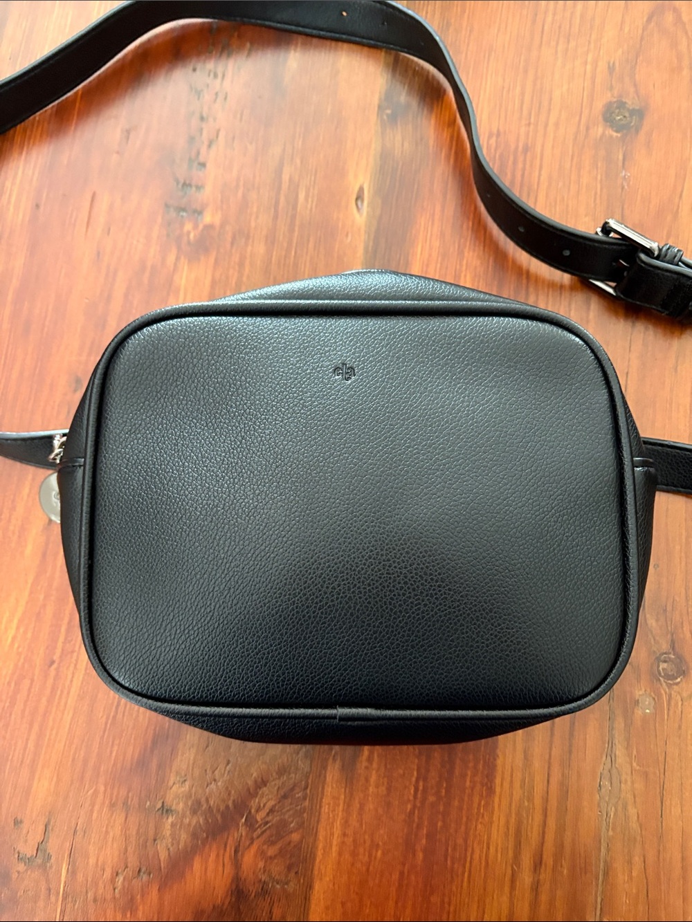Ela Black Vegan leather belt bag - gunmetal hardware